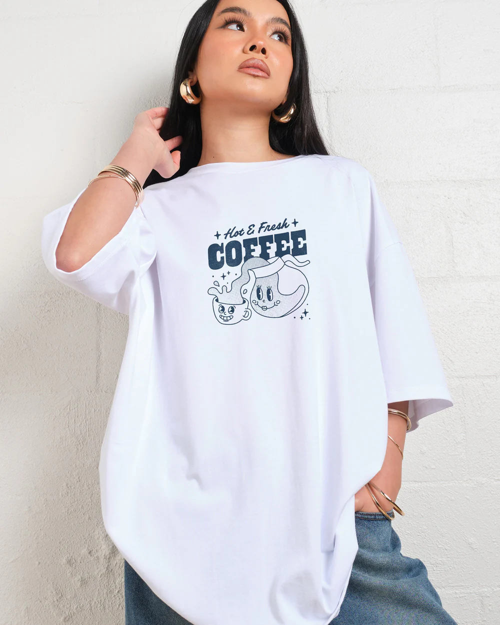 Hot & Fresh Coffee Oversized T-Shirt